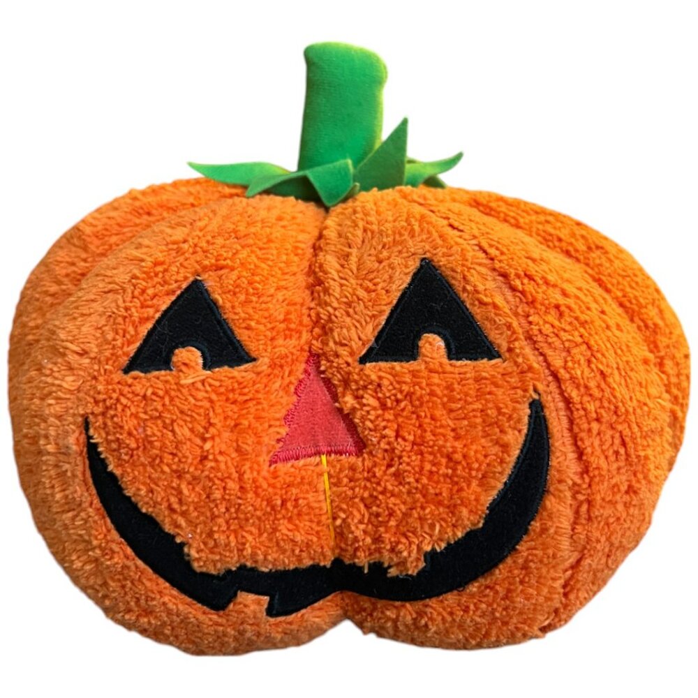 HALLMARK Jack-O-Lantern Pumpkin Pillow Plush Halloween Decor 12" diameter x 9" t